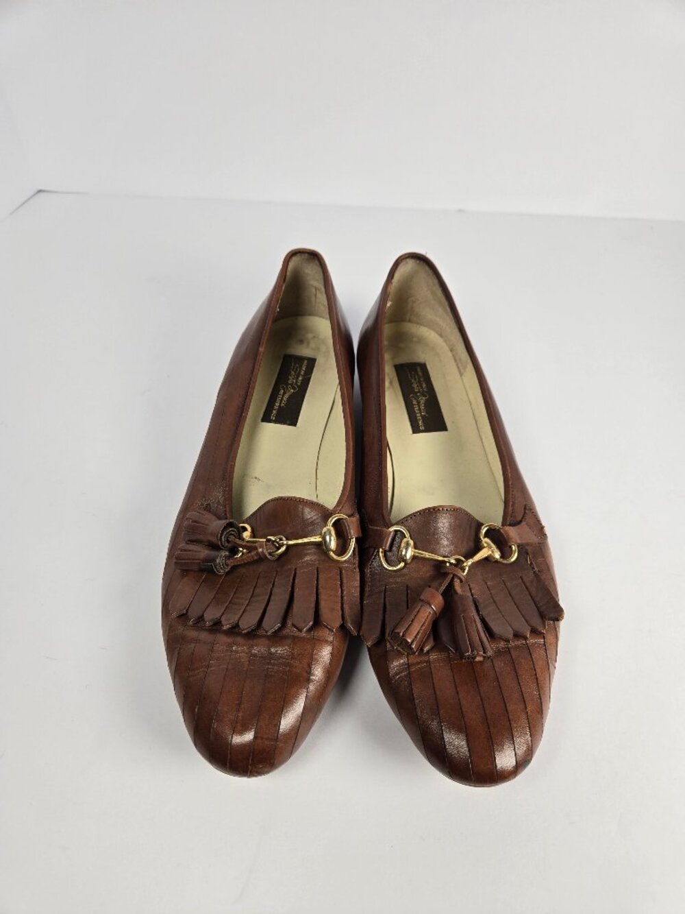Sesto Meucci Florence Brown Leather Kiltie Tassel Loafers Made in Italy Size 6